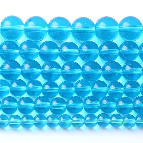 Glasperlen, 6 mm, Seeblau, natürlicher schwarzer Achat, rund, lose für Schmuck und Armbänder, 120 Stück, 2 Stränge, 81,3 cm von mkslksbhnxl