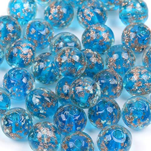 Glasperlen, 8 mm, Seeblau, handgefertigt, rund, glatt, lose, Perlen für Armbänder und DIY-Schmuckherstellung, 20 Stück Glasperlen, 8 mm, Seeblau, handgefertigt, rund, glatt, lose, Perlen für Armbänder und DIY-Schmuckherstellung, 20 Stück von mkslksbhnxl