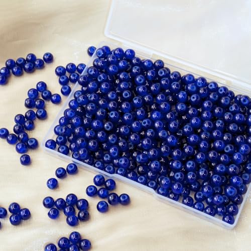 Glasperlen für Barcelet und Schmuckherstellung, 8 mm, Marineblau, 360 Stück von mkslksbhnxl