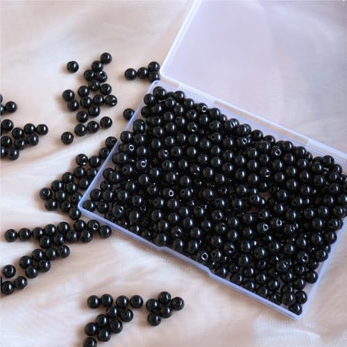 Glasperlen für Barcelet und Schmuckherstellung, 8 mm, Schwarz, 360 Stück von mkslksbhnxl