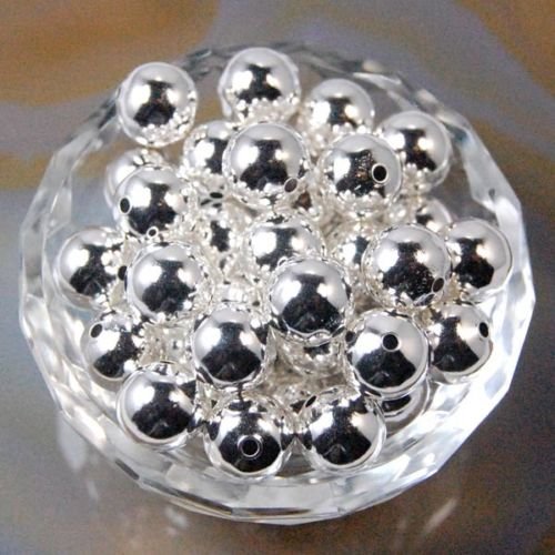 Glatte, runde Metall-Kupfer-Zwischenperlen, 2,4 mm, 3 mm, 5 mm, 6 mm, 8 mm, 10 mm (2,4 mm, Silber) von mkslksbhnxl