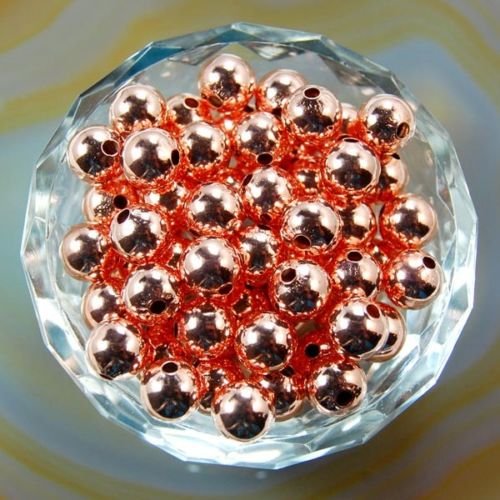Glatte, runde Metall-Kupfer-Zwischenperlen, 2,4 mm, 3 mm, 5 mm, 6 mm, 8 mm, 10 mm (5 mm, Rosa) von mkslksbhnxl