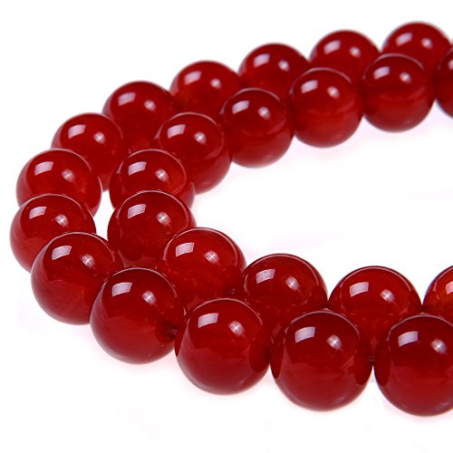 Glatte runde Form, natürliche Edelsteinperlen, lose Perlen für 1 Strang pro Beutel, ca. 39,4 cm, 48–50 Stück, Schmuckherstellung (6 mm, roter Karneol) von mkslksbhnxl