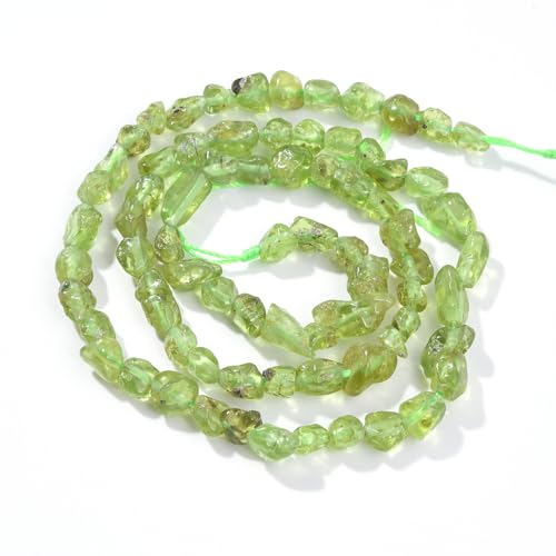 Grüner Peridot-Kieselstein-Nugget, oval, frei, Trommelstein, 6–8 mm, natürliche Edelsteinperlen, lose Perlen, ca. 39,4 cm, für DIY-Schmuckherstellung von mkslksbhnxl