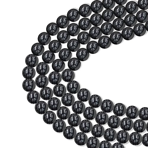 Häma-Perlen, lose Perlen mit 10 m langer elastischer Schnur (schwarzer Häma, 6 mm), 3A+, 180 Stück von mkslksbhnxl