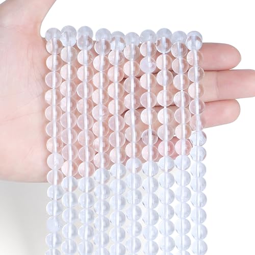 Klare Quarzperlen, 8 mm, Kristallperlen, transparente Perlen, 100 Stück, Natursteinperlen, runde, lose Edelsteinperlen für Armbandperlen zur Schmuckherstellung, Weiß – 3 von mkslksbhnxl