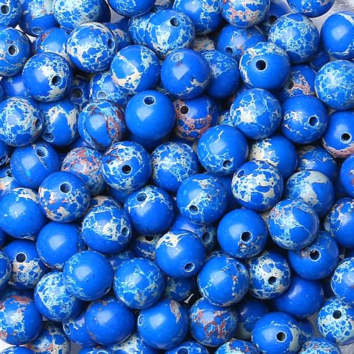 Lapisblaue, imperiale Jaspisperlen, 60 Stück, Kristallperlen, 8 mm, rund, bunt, glatt, lose Perlen für Armbänder, Halsketten, DIY-Ohrringe, 60 Stück Lapisblaue, imperiale Jaspisperlen, 60 Stück, Kristallperlen, 8 mm, rund, bunt, glatt, lose Perlen für Armbänder, Halsketten, DIY-Ohrringe, 60 Stück von mkslksbhnxl