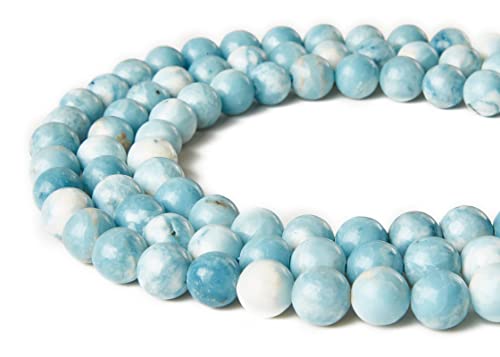 Larimar-Perlen, 8 mm, natürliche Edelsteine, lose Perlen für Schmuckherstellung, 150 Stück von mkslksbhnxl