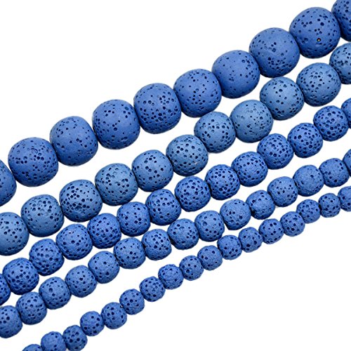 Lavastein, Halbedelstein, rund, lose Perlen, 39,4 cm, 6 mm, 8 mm, 10 mm, 12 mm, 14 mm (6 mm, Saphir) von mkslksbhnxl
