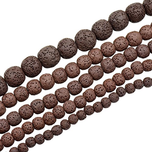 Lavastein-Halbedelstein-Perlen, rund, lose Perlen, 39,4 cm, 6 mm, 8 mm, 10 mm, 12 mm, 14 mm (6 mm, Kaffee) von mkslksbhnxl