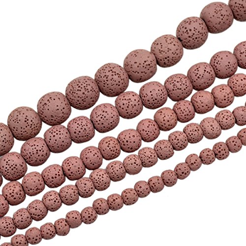 Lavastein-Halbedelstein-Perlen, rund, lose Perlen, 39,4 cm, 6 mm, 8 mm, 10 mm, 12 mm, 14 mm (6 mm, Rosa) von mkslksbhnxl