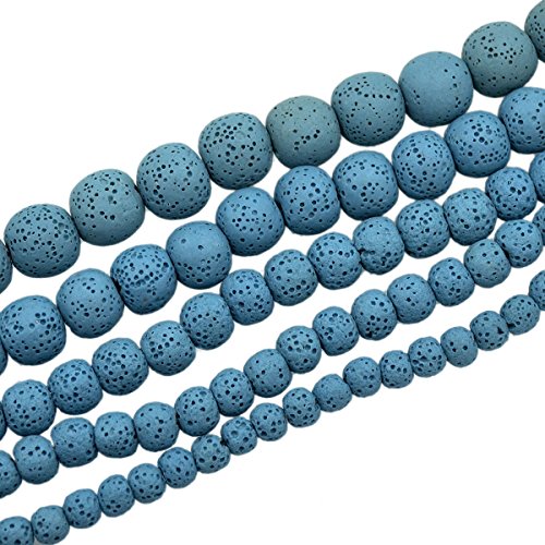 Lavastein-Halbedelstein-Perlen, rund, lose Perlen, 39,4 cm, 6 mm, 8 mm, 10 mm, 12 mm, 14 mm (8 mm, blau) von mkslksbhnxl