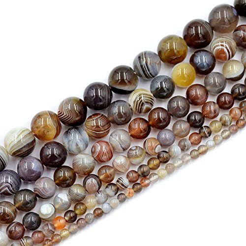 Natürliche, glatte und facettierte Botswana-Achat-Edelsteinperlen, Güteklasse AAA, rund, 10 mm, glatt von mkslksbhnxl