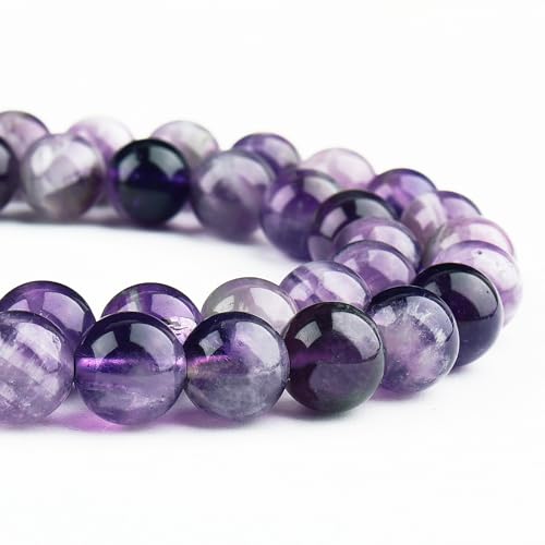 Natürliche, verträumte Amethystperlen zur Schmuckherstellung, Edelstein-Armbänder, 8 mm, violette Kristalle, runde lose Perlen (45–47 Stück, 8 mm, verträumter Amethyst) von mkslksbhnxl
