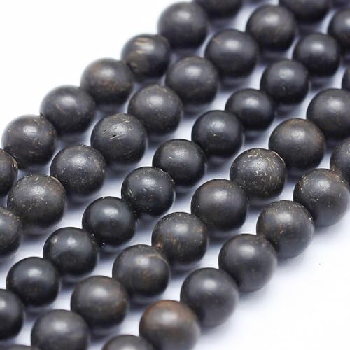 Natürliche Ebenholzperlen, 8 mm, runde Holzperlen für selbstgemachte Schmuckherstellung, Armbänder, Halsketten, 50 Stück von mkslksbhnxl