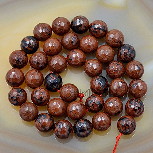 Natürliche Edelsteine, facettierte, runde Abstandshalter, lose Perlen, 4 mm bis 10 mm (10 mm, facettierter Mahagoni-Obsidian) von mkslksbhnxl