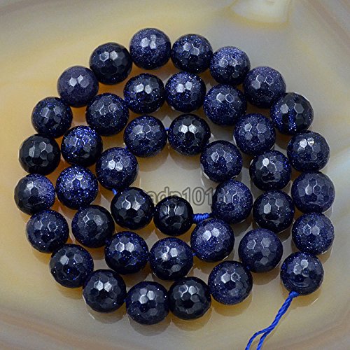 Natürliche Edelsteine, facettierte, runde Abstandshalter, lose Perlen, 4 mm bis 10 mm (10 mm, facettierter blauer Sand) von mkslksbhnxl