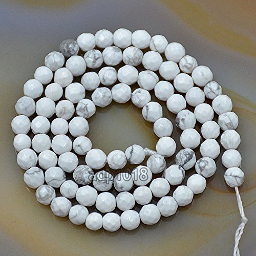 Natürliche Edelsteine, facettierte, runde Abstandshalter, lose Perlen, 4 mm bis 10 mm (4 mm, facettiertes weißes Türkis) von mkslksbhnxl