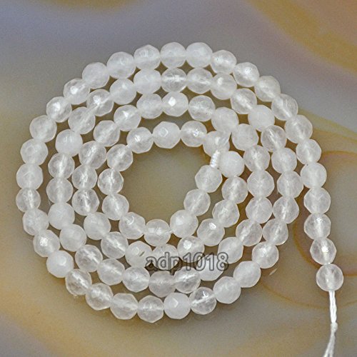 Natürliche Edelsteine, facettierte, runde Abstandshalter, lose Perlen, 4 mm bis 10 mm (6 mm, facettierter weißer Achat) von mkslksbhnxl