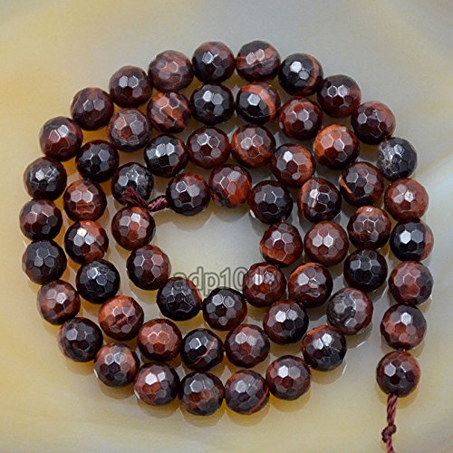 Natürliche Edelsteine, facettierte, runde Abstandshalter, lose Perlen, 4 mm bis 10 mm (6 mm, facettiertes rotes Tigerauge) von mkslksbhnxl