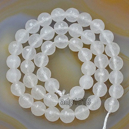 Natürliche Edelsteine, facettierte, runde Abstandshalter, lose Perlen, 4 mm bis 10 mm (8 mm, facettierte weiße Jade) von mkslksbhnxl
