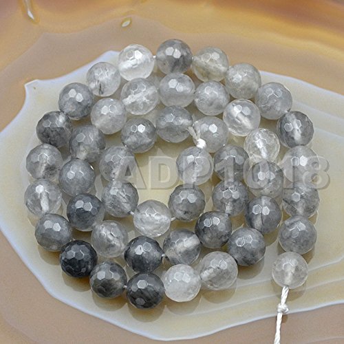 Natürliche Edelsteine, facettierte, runde Abstandshalter, lose Perlen, 4 mm bis 10 mm (8 mm, facettierter Wolkenkristallquarz) von mkslksbhnxl