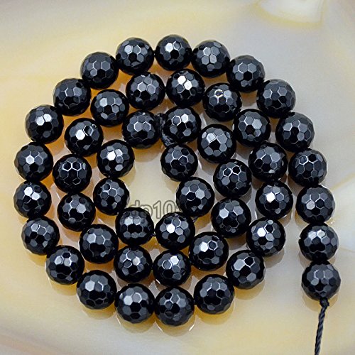 Natürliche Edelsteine, facettierte, runde Abstandshalter, lose Perlen, 4 mm bis 10 mm (8 mm, facettierter schwarzer Achat) von mkslksbhnxl