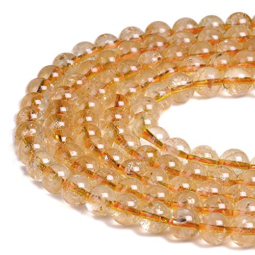 Natürliche Edelsteine, lose Perlen, glatt, rund, ca. 38,1 cm, DIY-Armband, Halskette für Schmuckherstellung (10 mm, Citrin-Quarz) von mkslksbhnxl