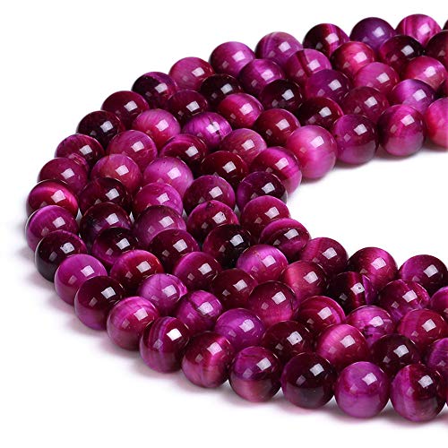 Natürliche Edelsteine, lose Perlen, glatt, rund, ca. 38,1 cm, DIY-Armband, Halskette für Schmuckherstellung (6 mm, rosa Tigerauge) von mkslksbhnxl