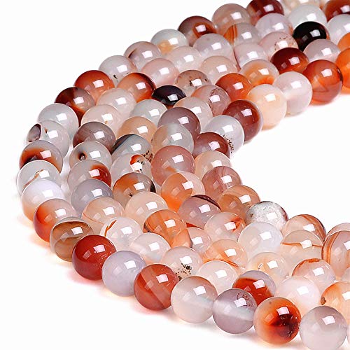 Natürliche Edelsteine, lose Perlen, glatt, rund, ca. 38,1 cm, DIY-Armband, Halskette für Schmuckherstellung (6 mm, roter Blumenachat) von mkslksbhnxl