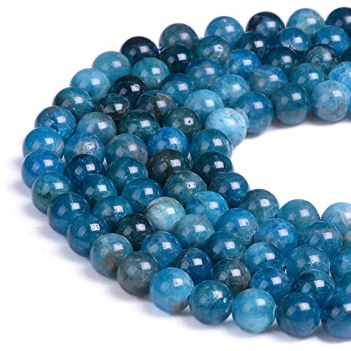 Natürliche Edelsteine, lose Perlen, glatt, rund, ca. 38,1 cm, DIY-Armband, Halskette für Schmuckherstellung (8 mm, blauer Apa) von mkslksbhnxl