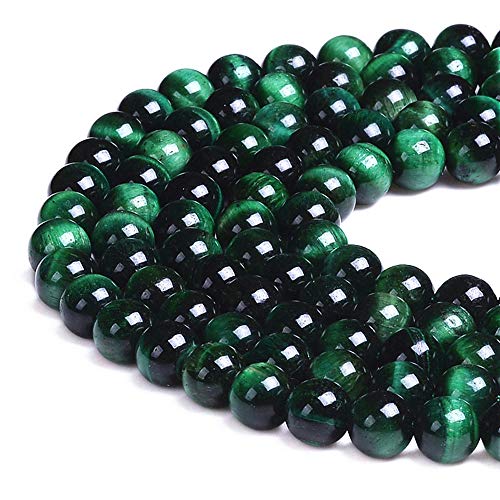 Natürliche Edelsteine, lose Perlen, glatt, rund, ca. 38,1 cm, DIY-Armband, Halskette zur Schmuckherstellung (8 mm, grünes Tigerauge) von mkslksbhnxl