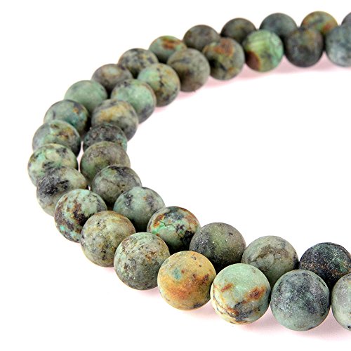Natürliche Edelsteine, lose Perlen, matt, ca. 39,4 cm, DIY-Armband, Halskette zur Schmuckherstellung (10 mm, mattes Afrika-Türkis) von mkslksbhnxl