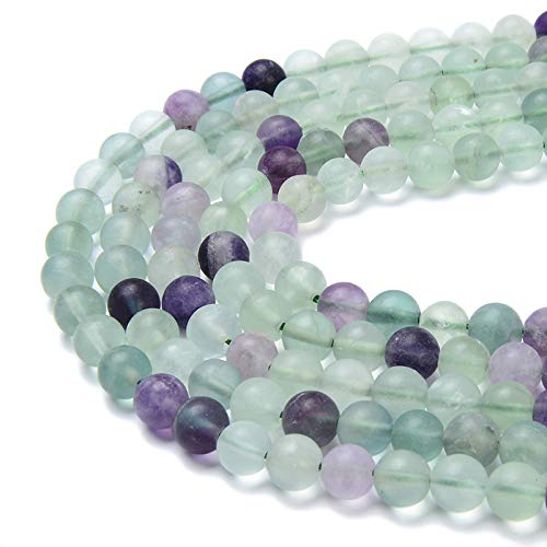 Natürliche Edelsteine, lose Perlen, matt, ca. 39,4 cm, DIY-Armband, Halskette zur Schmuckherstellung (8 mm, mattes Flourit) von mkslksbhnxl