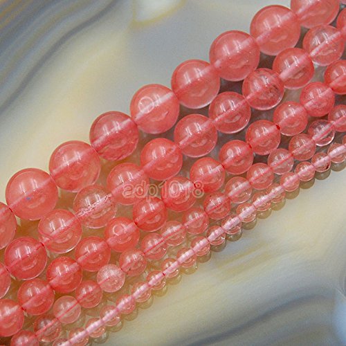Natürliche Edelsteinperlen, glatt, rund, lose Perlen, 38,1 cm, 4 mm, 6 mm, 8 mm, 10 mm, 12 mm (10 mm, roter Kirschquarz) von mkslksbhnxl