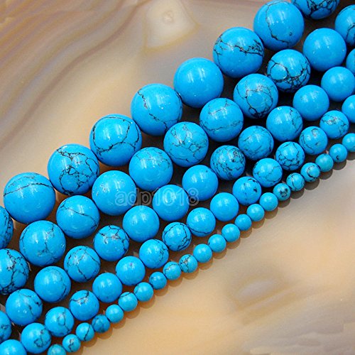 Natürliche Edelsteinperlen, glatt, rund, lose Perlen, 4 mm, 6 mm, 8 mm, 10 mm, 12 mm (12 mm, Blautürkis) von mkslksbhnxl