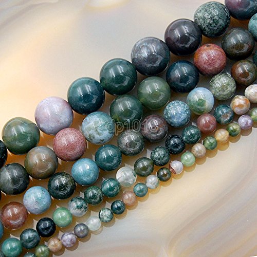 Natürliche Edelsteinperlen, glatt, rund, lose Perlen, 4 mm, 6 mm, 8 mm, 10 mm, 12 mm (4 mm, indischer Achat) von mkslksbhnxl