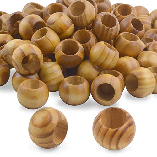 Natürliche Holzperlen, 100 Stück, 20 mm Durchmesser, runde lose Abstandshalter, großes Loch (10 mm), Holz-Bastelperlen mit schöner Maserung für selbstgemachte Dekorationen von mkslksbhnxl