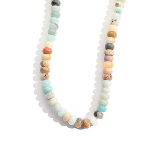 Natürliche Rondelle-Steinperlen, Amazonit, Halbedelsteinperlen, Abakus-Perlen, handgefertigt, Edelstein für Schmuckherstellung, Armband, Halskette, 5 x 8 mm von mkslksbhnxl