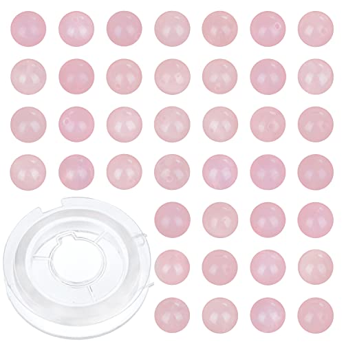 Natürliche Rosenquarz-Edelsteine, rund, lose Perlen für Schmuckherstellung, mit Kristall-Stretchkordel, 8 mm, 100 Stück Natürliche Rosenquarz-Edelsteine, rund, lose Perlen für Schmuckherstellung, mit Kristall-Stretchkordel, 8 mm, 100 Stück von mkslksbhnxl
