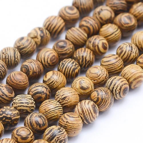 Natürliche Wengeholzperlen, 8 mm, runde Holzperlen, zum Basteln, für Schmuck, Armbänder, Halsketten, 50 Stück von mkslksbhnxl