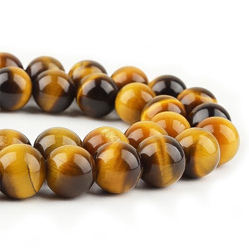 Natürliche gelbe Tigeraugen-Perlen für Schmuckherstellung, Edelstein-Armbänder, 6 mm, runde Kristallperlen (58–60 Stück, 6 mm, gelbes Tigerauge) von mkslksbhnxl