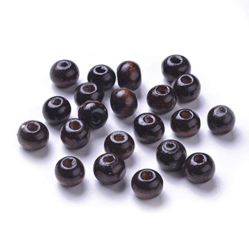 Natürliche runde Holzperlen, 8 mm, braune Rondelle-Kugel, lose Abstandshalter-Perlen für Schmuckherstellung, Loch: 3 mm, 500 Stück von mkslksbhnxl