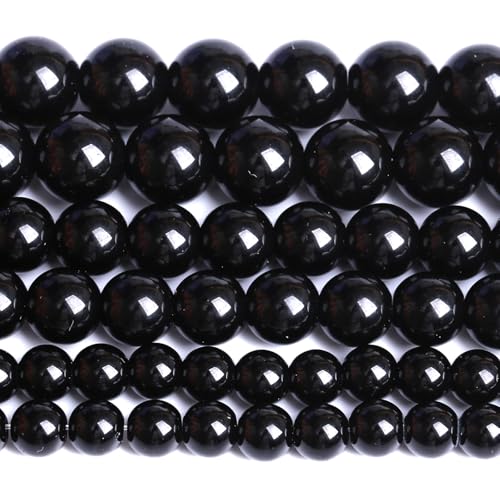Natürliche schwarze Achat-Edelsteinperlen, rund, lose Steinperlen für Schmuck und Armbänder, 90 Stück, 2 Stränge, 81,3 cm von mkslksbhnxl