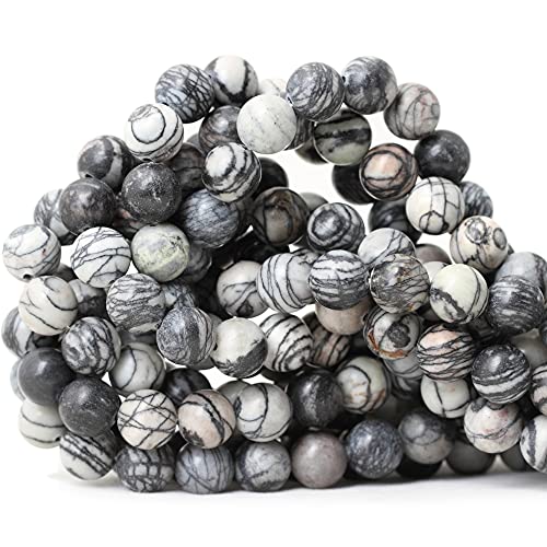 Natürliche schwarze Zebrastein-Perlen, rund, lose Perlen für Schmuckherstellung, Armband, Halskette, 1 Strang, 38,1 cm, 35 Stück Natürliche schwarze Zebrastein-Perlen, rund, lose Perlen für Schmuckherstellung, Armband, Halskette, 1 Strang, 38,1 cm, 35 Stück von mkslksbhnxl