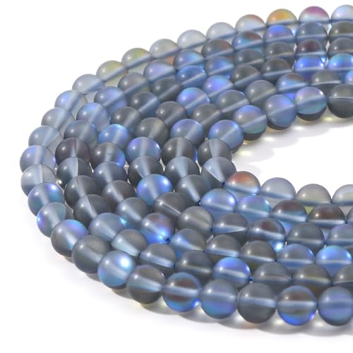 Natürlicher mystischer Aura-Quarz, Regenbogengrauer Mondstein, Kristallglas, Edelstein, lose Perlen, matt, rund, 8 mm, ca. 38,1 cm, für Schmuckherstellung, DIY Natürlicher mystischer Aura-Quarz, Regenbogengrauer Mondstein, Kristallglas, Edelstein, lose Perlen, matt, rund, 8 mm, ca. 38,1 cm, für Schmuckherstellung, DIY von mkslksbhnxl