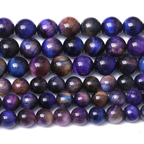 Natürlicher sternenklarer blauer Tigeraugen-Stein, Edelstein, runde Kristall-Energie-Jade-Perlen für Schmuckherstellung, DIY, Armband, Halskette, 1 Strang, 39,4 cm, 4 mm von mkslksbhnxl