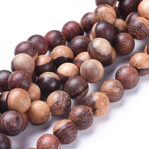 Naturholzperlen, 8 mm, Sattelbraun, runde Holzperlen für selbstgemachte Schmuckherstellung, Armbänder, Halsketten, 50 Stück von mkslksbhnxl