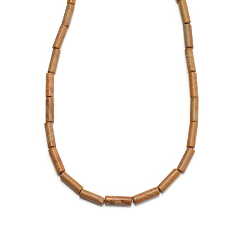 Naturstein-Perlen, 4 x 13 mm, Holzmaserung, Jaspis, Zylinder, lose Abstandshalter, Quarz-Edelsteinperlen für Schmuckherstellung, DIY, Armband, Halsketten von mkslksbhnxl