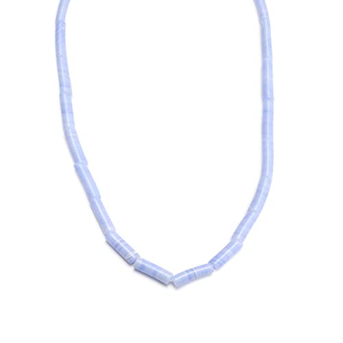 Naturstein-Perlen, 4 x 13 mm, blauer Achat, 3 Zylinder, lose Abstandshalter, Quarz-Edelsteinperlen für Schmuckherstellung, DIY, Armband, Halsketten von mkslksbhnxl